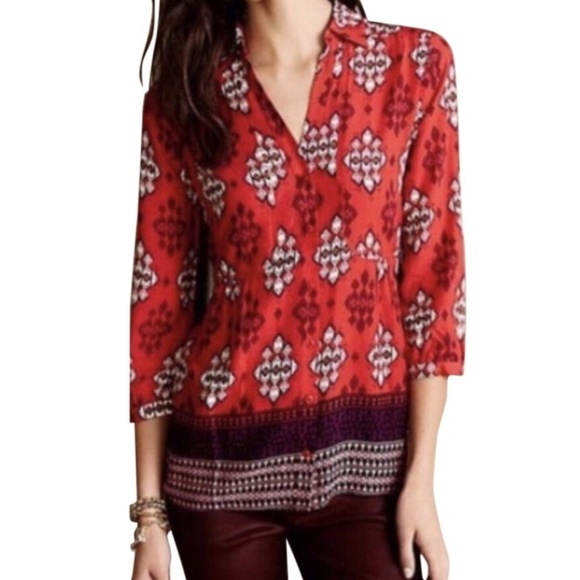 Anthropologie Tops - Anthropologie Maeve Woodland Walk Blouse Size 4